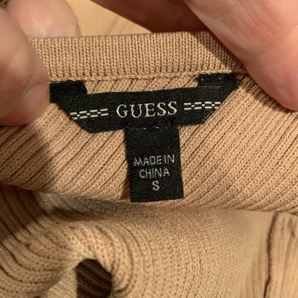 Guess Haley Ribbed Dress Tan Small - Picture 4 of 8